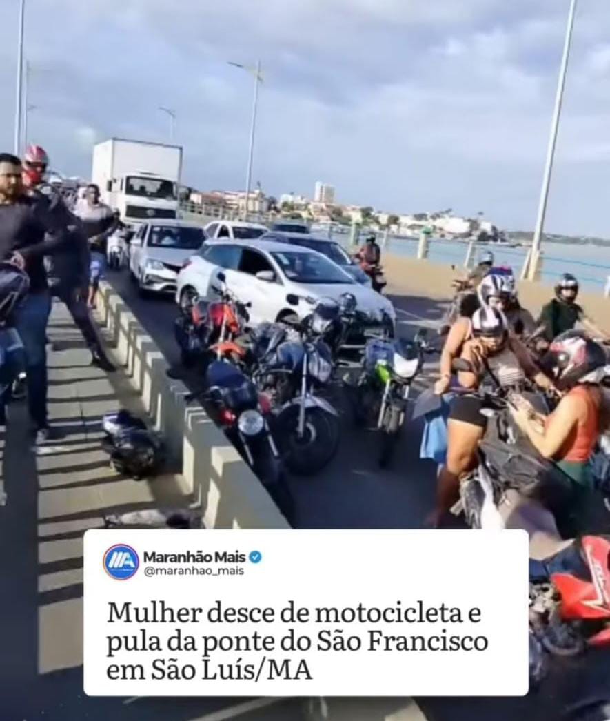 Mulher desce de motocicleta e pula da ponte do São Francisco em São Luís/MA